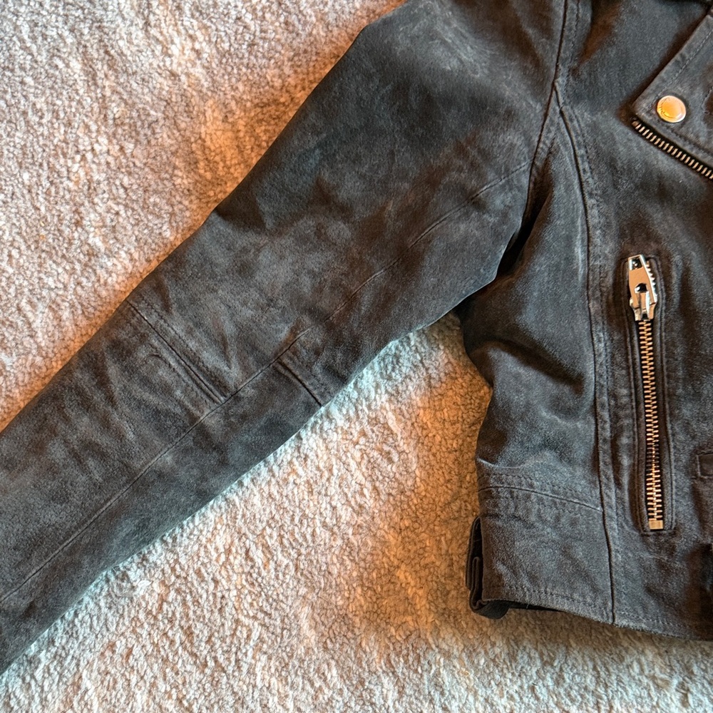 BlankNYC Black Suede Moto Jacket with Silver Hardware S grey - Picture 7 of 10